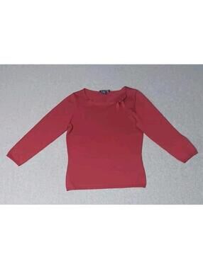 Ann Taylor 3/4 Sleeve Silk Blend Blouse Womens Size XS Red Tie Bow Neck...